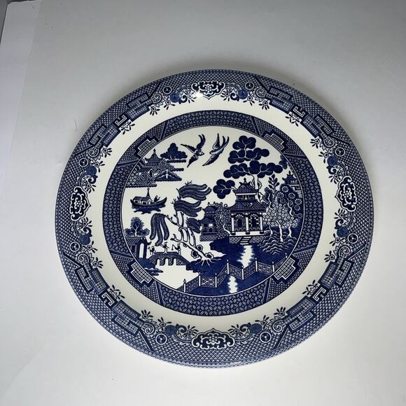 Churchill Blue Willow 12 3/4" Chop Plate Round Serving Platter Fine English Ware - Picture 1 of 11